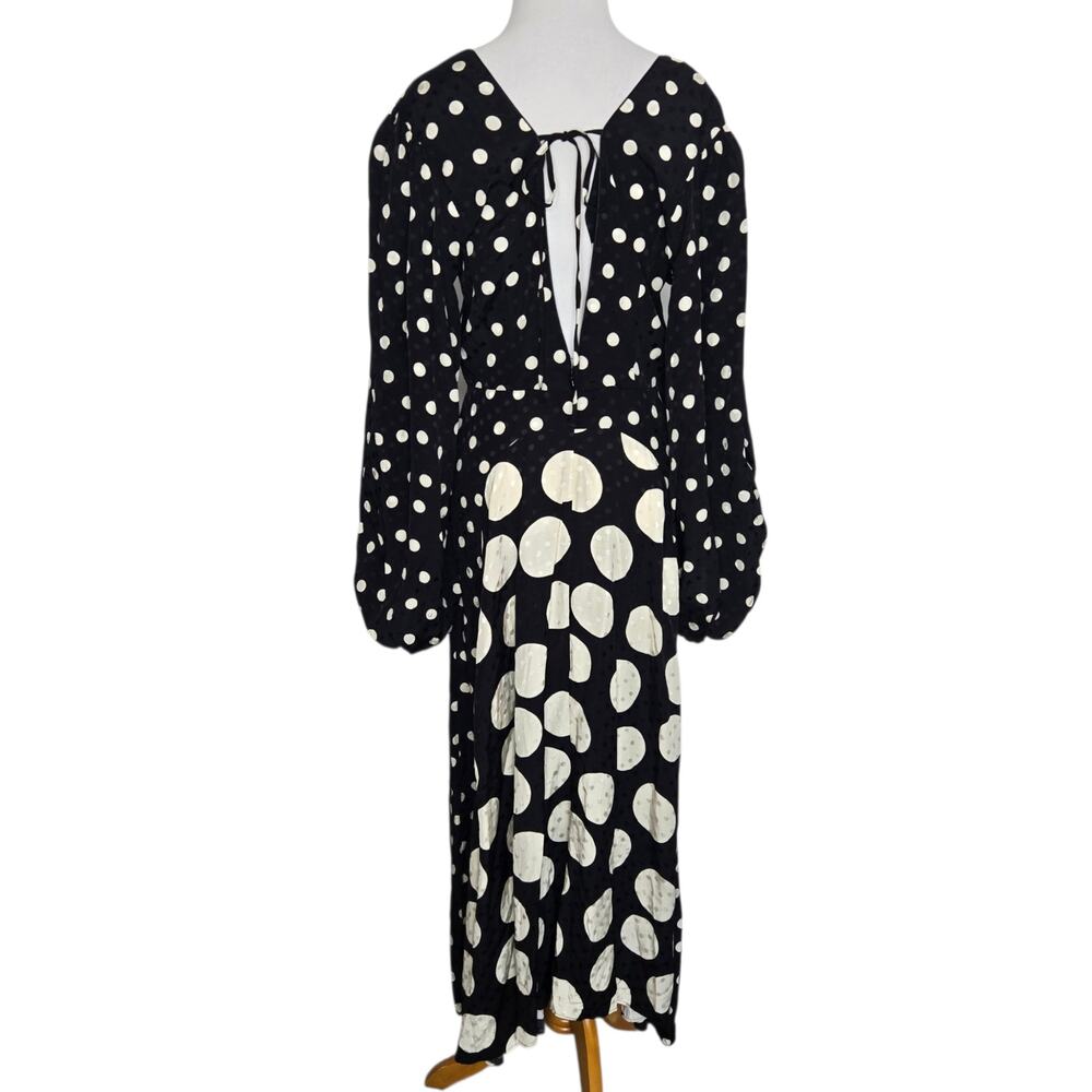 NWT Topshop Avant Garde Dress Polka Dot Plunging Maxi Mixed Dot Graphic Women 8 - Picture 4 of 14